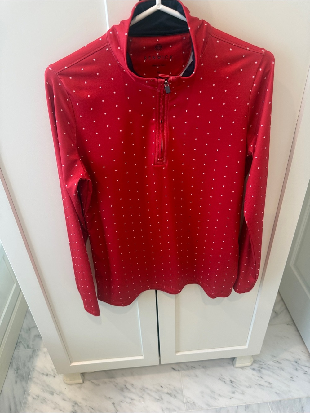 Renwick Red Polka-Dot Quarter Zip Turtleneck Sweater